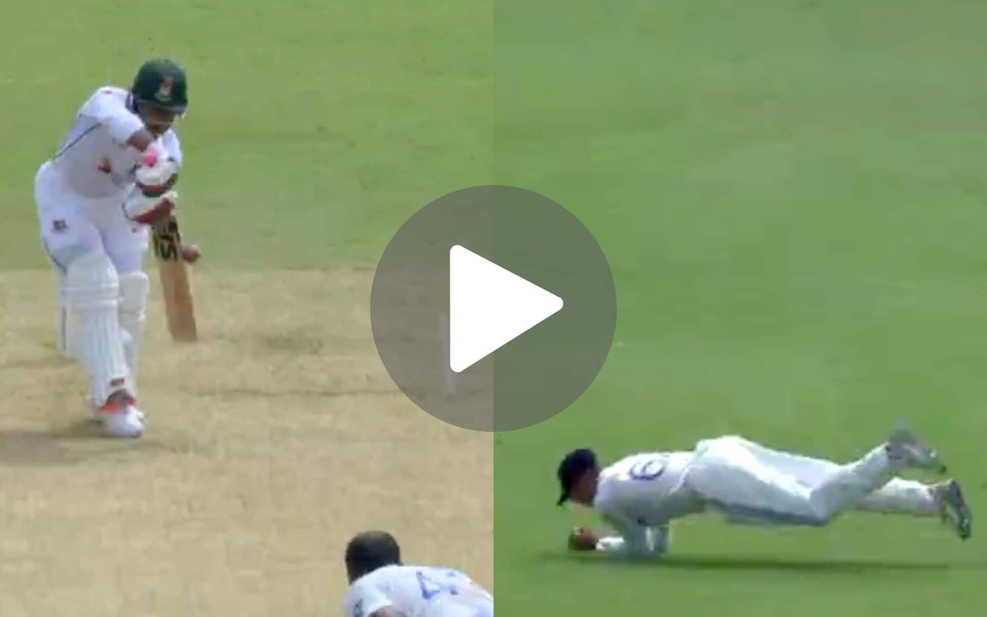 [Watch] Yashasvi Jaiswal Grabs A Stupendous Low-Catch As Akash Deep Draws First Blood For India